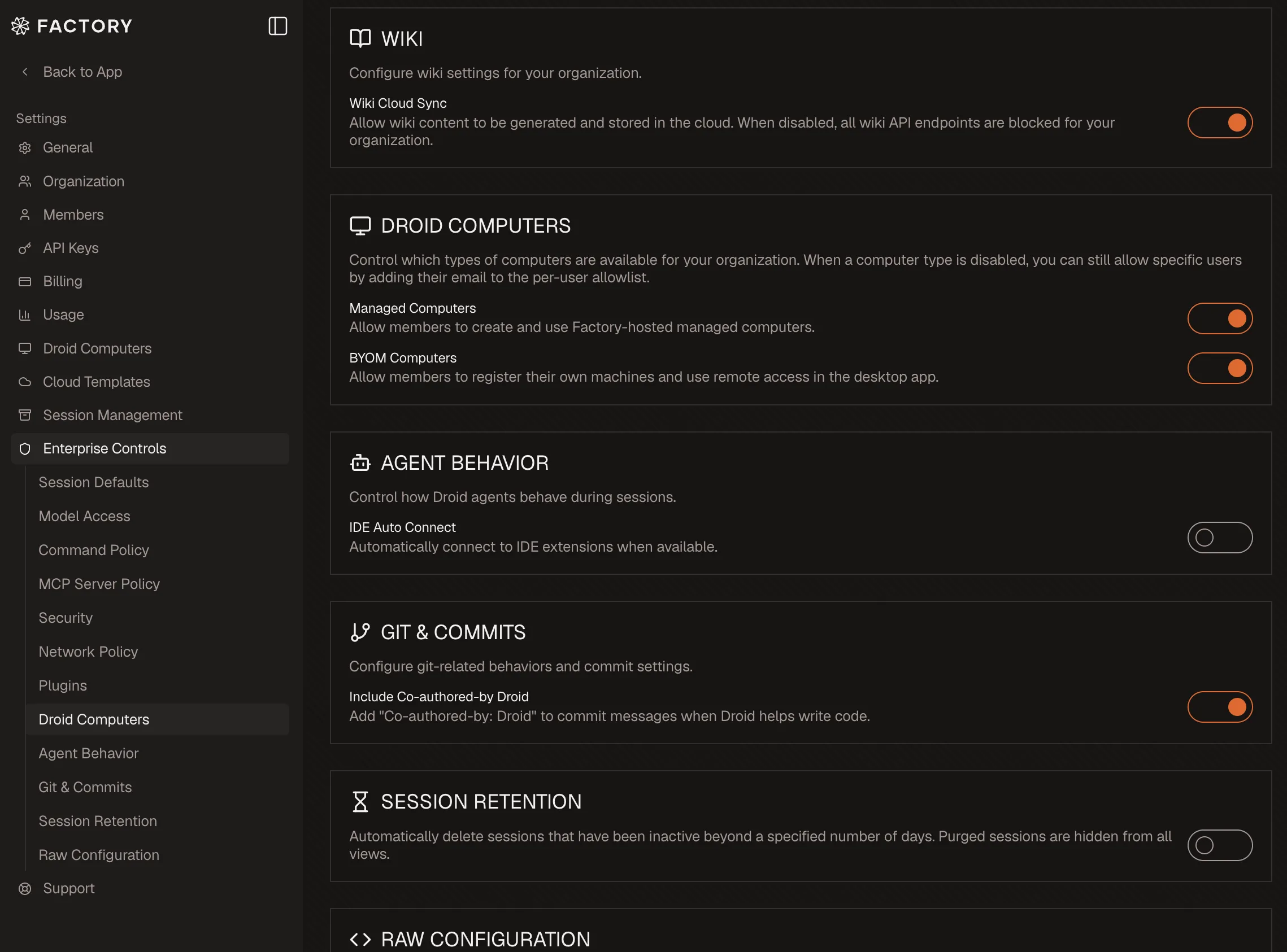 AutoWiki Cloud Sync enterprise control in Factory settings